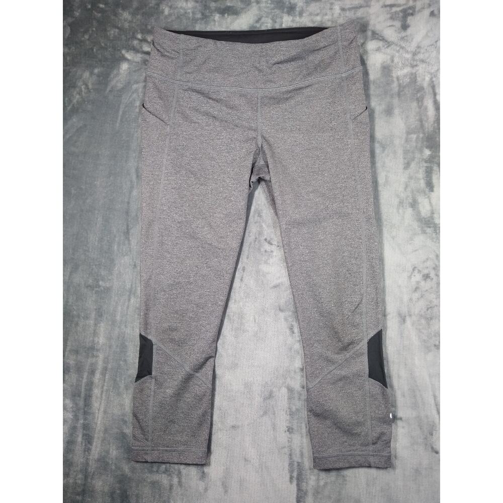 Lululemon Womens Leggings Pace Rival Crop 21" Size 8 Gray Black Side Pockets